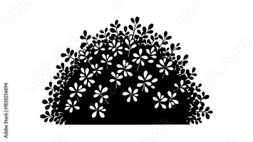Black and White Plant Silhouette: A stylized black silhouette of a vibrant, flowering plant, set against a simple backdrop, emphasizing its delicate form and natural beauty.