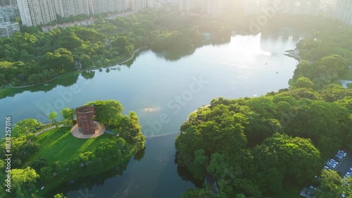 Foshan Urban Park Aerial Photography - Chancheng Lake and Cityscape