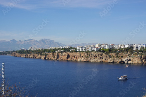 Fototapeta Naklejka Na Ścianę i Meble -  A cliff seaside in the center of Antalya, Turkey