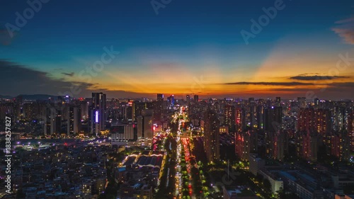 Foshan Chancheng Sunset Time-Lapse Night Skyline View