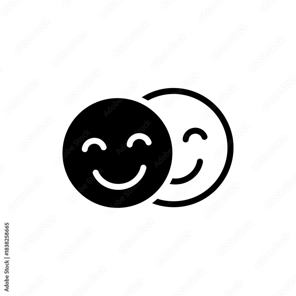 Fototapeta premium Overlapping couple smiling faces icon vector illustration