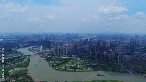 Foshan District Aerial Skyline with River Mirror Photography