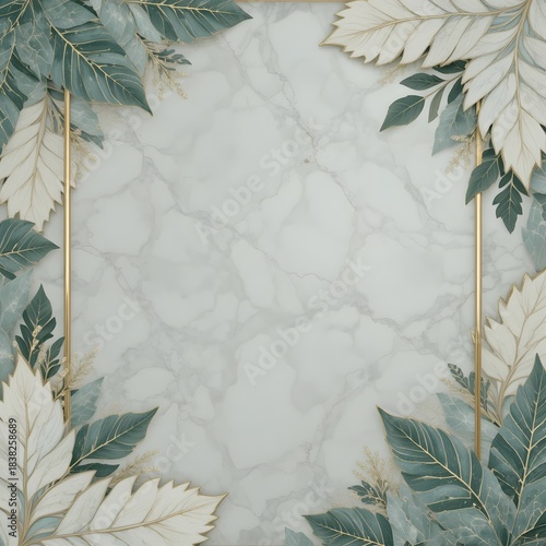 Marble Botanical Gold Frame