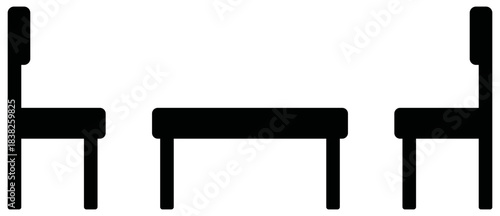 Minimalist Dining Table and Chairs Silhouette Illustration.