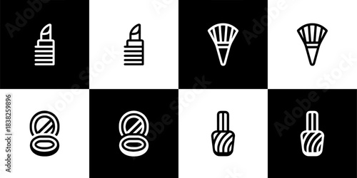 Vector Set of 4 Black and White Makeup and Cosmetic Icons