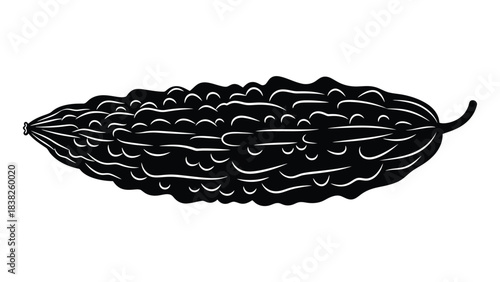 Black Silhouette of a Bitter Melon Vegetable gourd