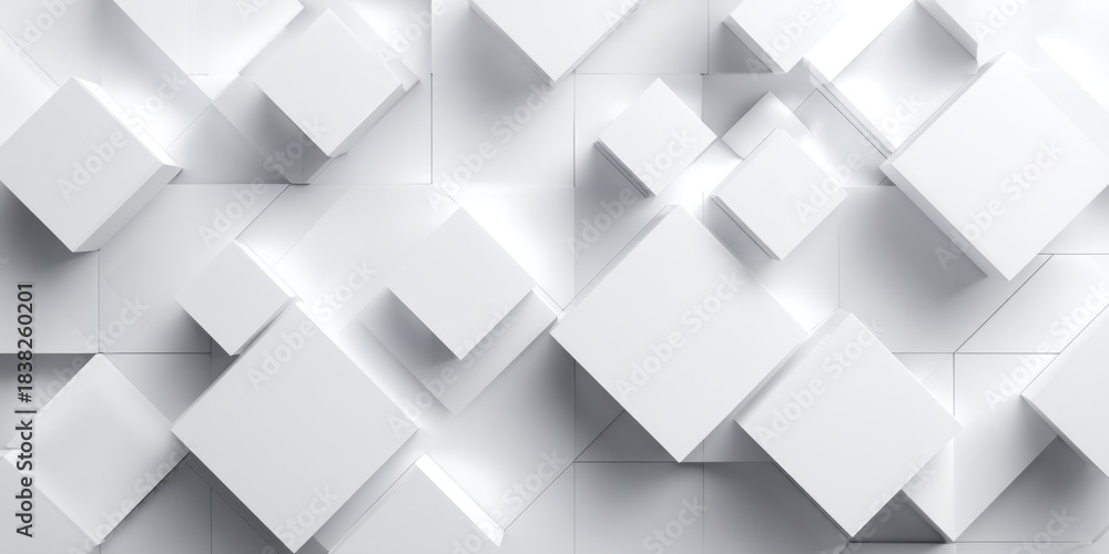 Fototapeta premium Abstract White Background with Geometric Square Patterns for Modern Design and Minimalist Aesthetic in Contemporary Art and Digital Media Projects