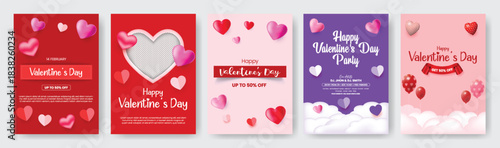 set of Elegant Valentine celebration party A4 print ready flyer poster template pack with romantic brochure covers, love leaflet layouts, greeting cards, and vector illustration background bundle