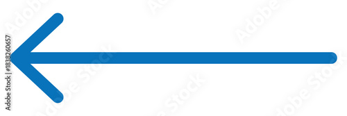 Straight long arrow. Blue thin line Arrow pointing left. UI Navigation Arrow Icon.