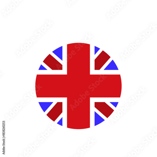 Free Download Union Jack Circle Icon – United Kingdom Flag Symbol, British Identity Emblem, Red White Blue Cross Design, Cultural Heritage, Flat Minimalist Graphic
 - GFXLoad
