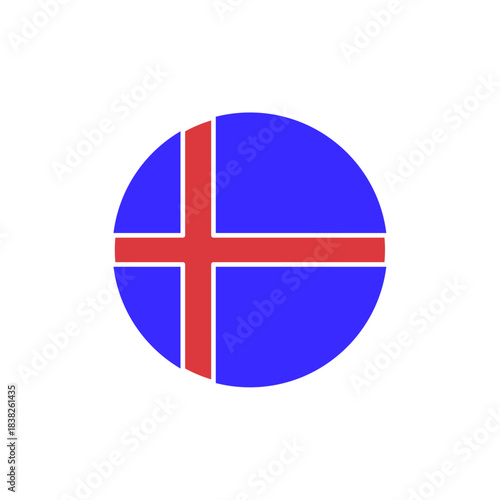 Free Download Blue Circle with Red Nordic Cross – Iceland Flag Icon, Scandinavian Symbol, National Identity Emblem, Minimalist Design, Cultural Heritage Graphic - GFXLoad