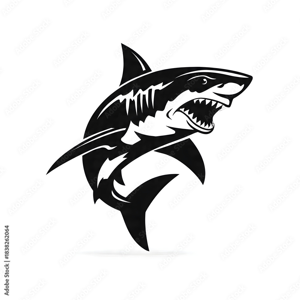 Naklejka premium Savage Shark Symbol, Shark vector illustration