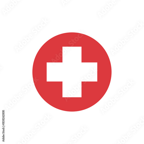 round shape switzerland flag icon isolated white and transparent background 