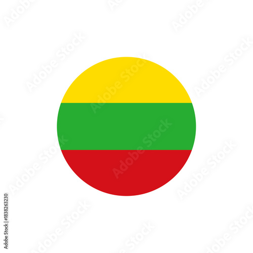 Free Download Yellow green red circular Lithuanian flag icon, stylized tricolor symbol of Lithuania’s national pride, culture, heritage, unity, and identity - GFXLoad