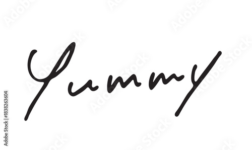 手書き英語「Yummy」｜おいしいを伝えるかわいい筆記体ロゴ