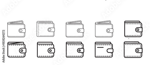 Wallet vector icon set purse billfold money holder finance payment accessory collection
