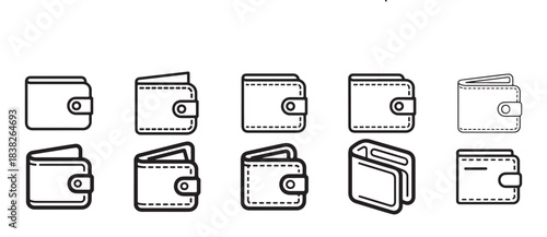 Wallet icons set vector illustration. collection of modern wallet outline icons isolated on transparent