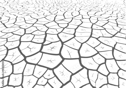 Cracked dry earth texture abstract background displaying detailed soil fractures with organic line patterns caused by heat stress