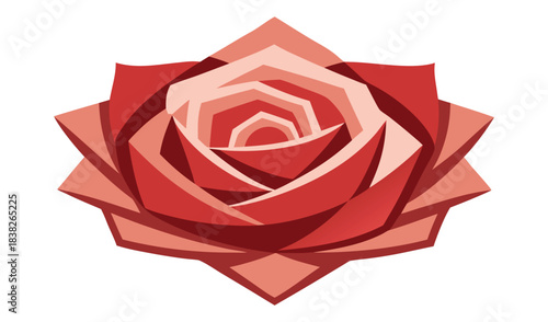 Geometric red rose flower illustration with sharp petals