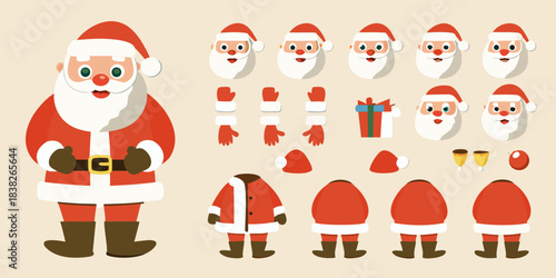 Santa claus character design elements a festive collection for animation and illustration