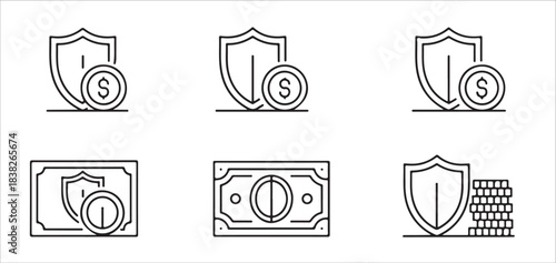 Finance icons set business dollar sign money coin graph calculator wallet profit growth investment