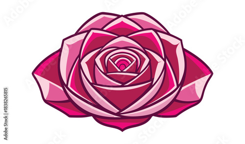 Stylized pink rose bloom with detailed petals