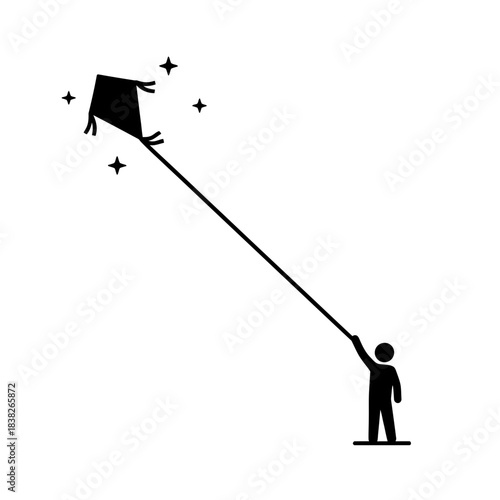 Night style kite with small star cluster vector illustration
