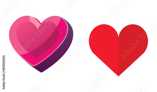 Two hearts one pink and layered the other red and flat