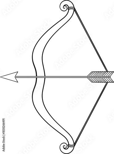 bow and arrow vector outline illustration