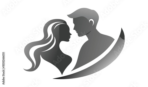 Silhouette of a couple looking at each other with love and affection