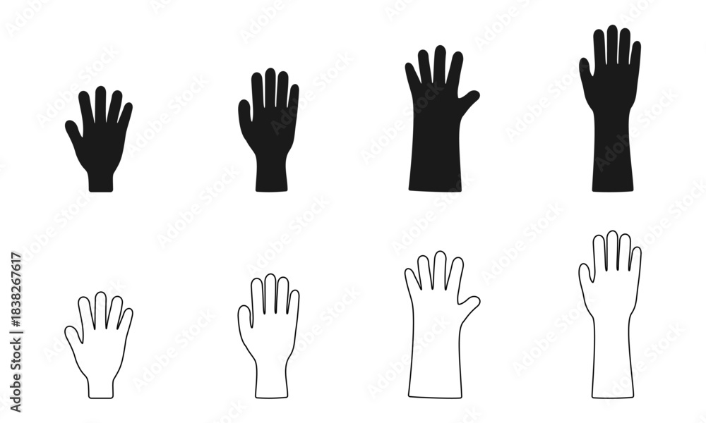 Obraz premium safety gloves icon set vector illustration isolated on white background.