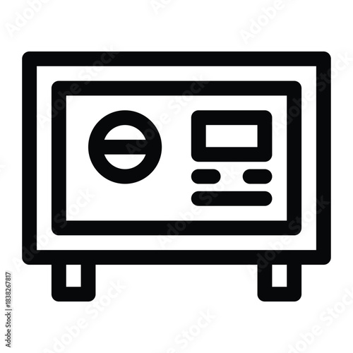 Outline vault icon for safe, security lock, and bank storage.