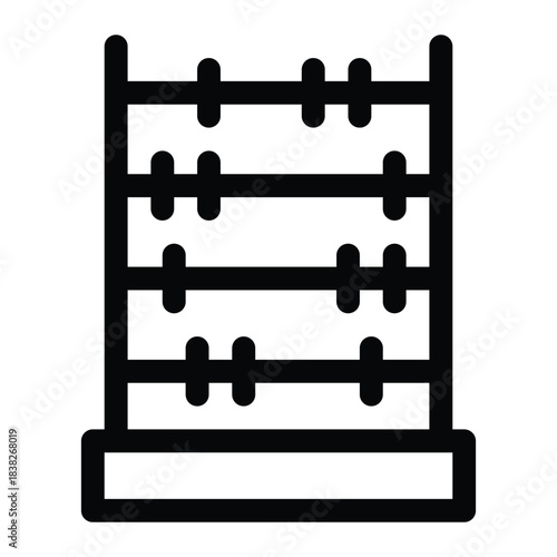 Outline abacus icon for beads count, math tool, and classic calculate.