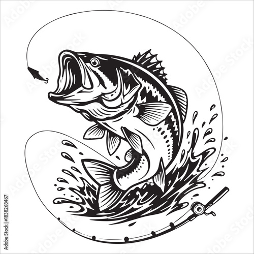 Largemouth Bass Jumping To Catch Fishing Lure