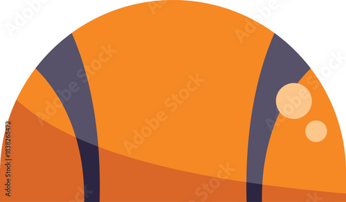 Vector illustration of a basketball ball showing half of it, perfect for sports related designs