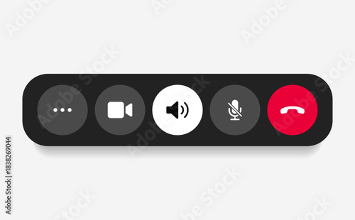 Phone calling icon set. Streaming icon set. Video call buttons set. Collection of internet conversation buttons. A set of video communication elements. Stock vector EPS10.