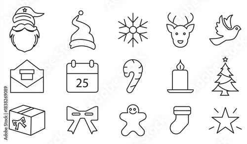 Christmas thin line icon, Christmas Symbol, Editable Stroke, Pixel Perfect, isolated on transparent background, vector illustration.