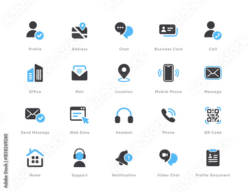 Set contact icon simple line style communication icons. Message, chat, messaging, chatting, phone, talking, location, internet, people, mail, inbox, home icon symbol sign for UI UX website mobile app.