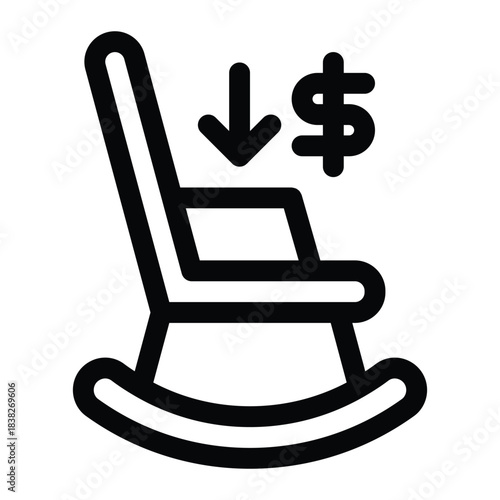 Outline retirement icon for pension, saving fund, and future financial plan.