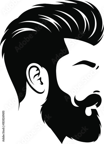 Bearded Man Modern Hairstyle Silhouette