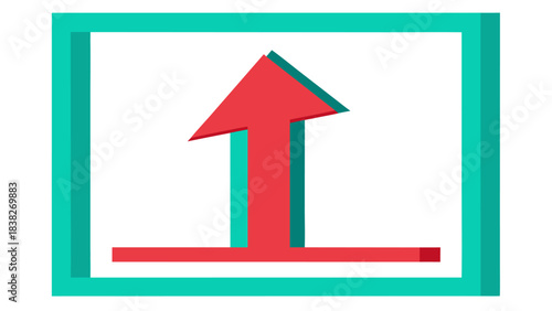 red arrow pointing up in green frame, growth concept