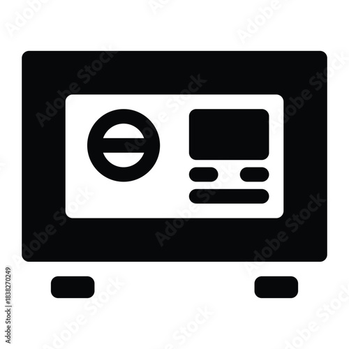 Solid vault icon for safe, security lock, and bank storage.