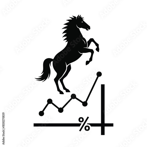 Horse rearing with business growth chart vector