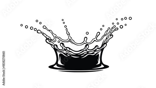 A dramatic splash of liquid captured in a striking black silhouette