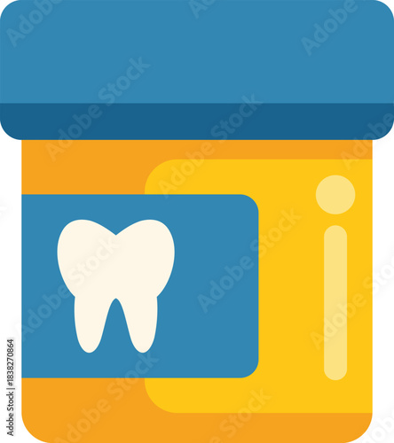 Toothpaste packaging showing a healthy tooth, conveying information about oral hygiene