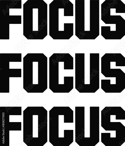 Three rows of black focus text on white background word typography 2