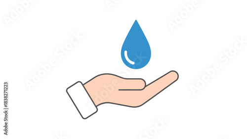 A hand holding a water drop simple vector illustration silhouette