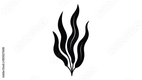 Abstract black flame design with flowing shapes a striking silhouette