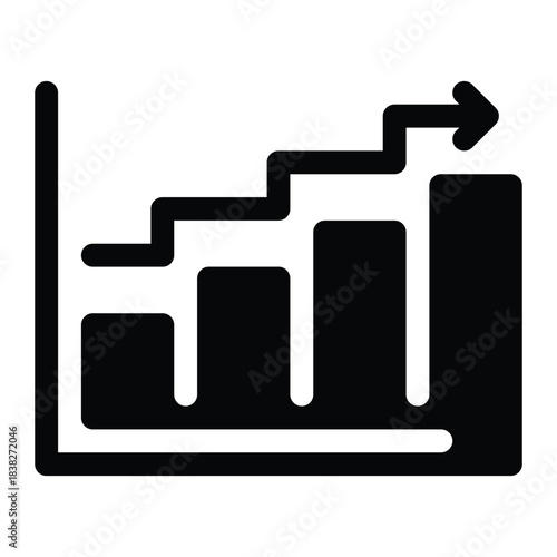 Solid profit icon for gain, return, income, and positive financial earning.
