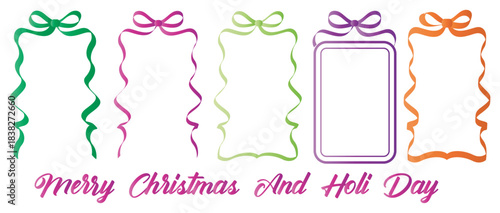 Colorful gift outlines and holiday greetings in a festive arrangement